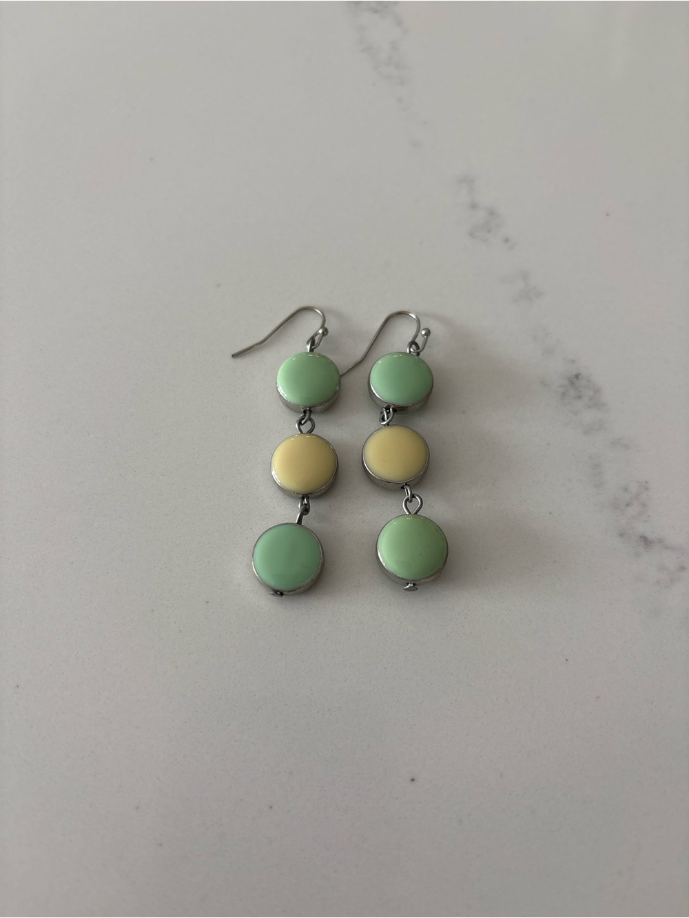 Pastel Mint & Yellow Dangle Earrings | Item 0390
